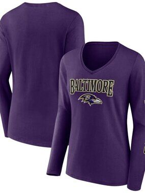 Purple Baltimore Ravens Wordmark Long Sleeve V-Neck T-Shirt